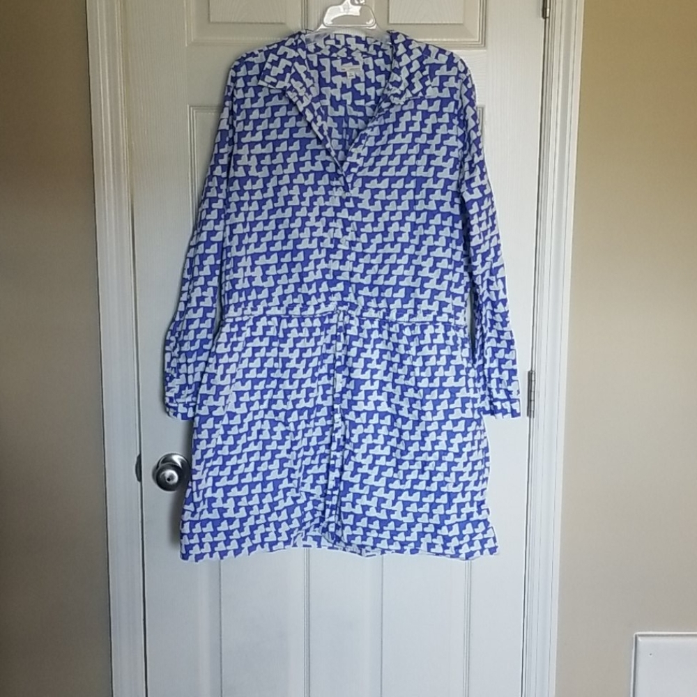 Blue and white dress